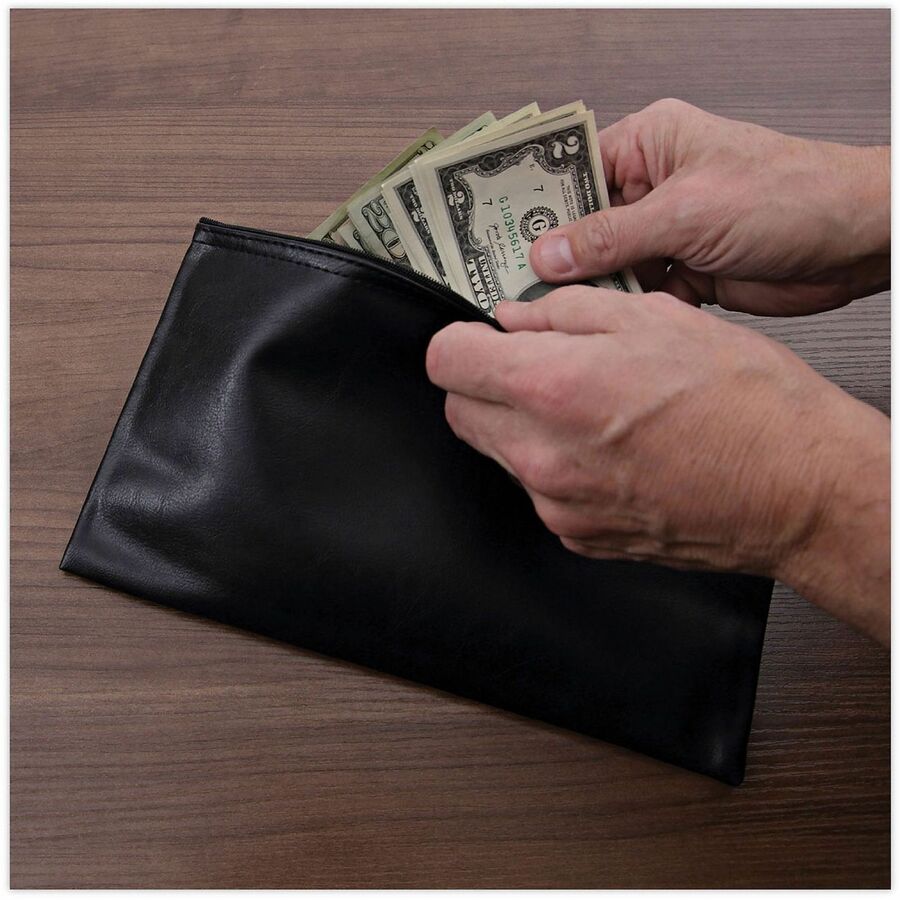 Zippered Wallets/Cases, Leatherette PU, 11 x 6, Black, 2/Pack