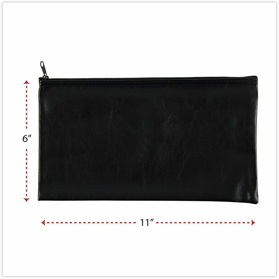 Zippered Wallets/Cases, Leatherette PU, 11 x 6, Black, 2/Pack