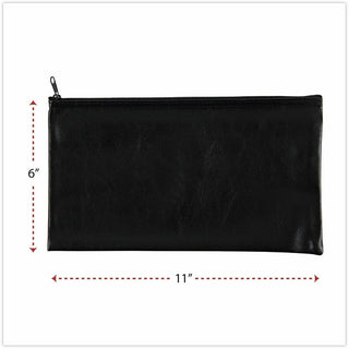 Zippered Wallets/Cases, Leatherette PU, 11 x 6, Black, 2/Pack