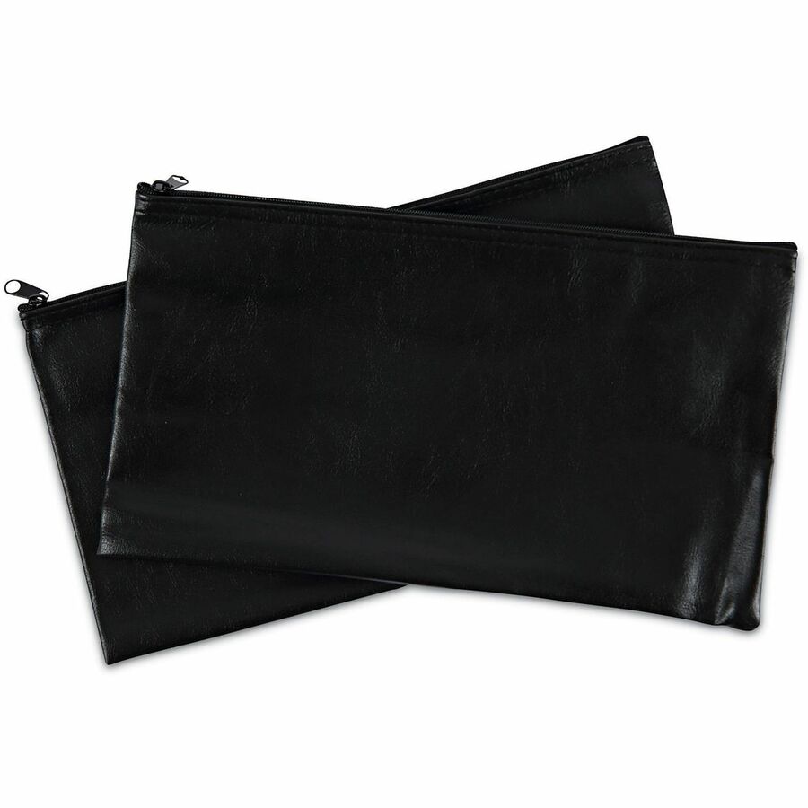 Zippered Wallets/Cases, Leatherette PU, 11 x 6, Black, 2/Pack