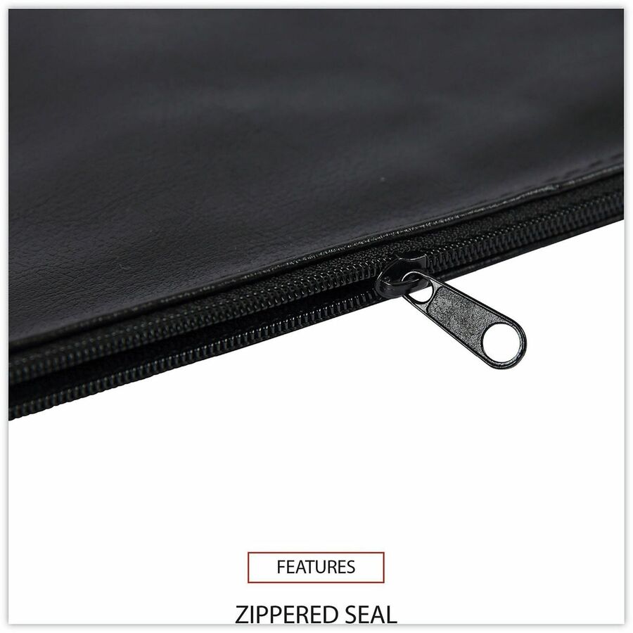 Zippered Wallets/Cases, Leatherette PU, 11 x 6, Black, 2/Pack