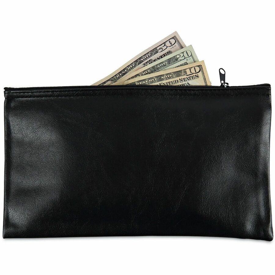 Zippered Wallets/Cases, Leatherette PU, 11 x 6, Black, 2/Pack