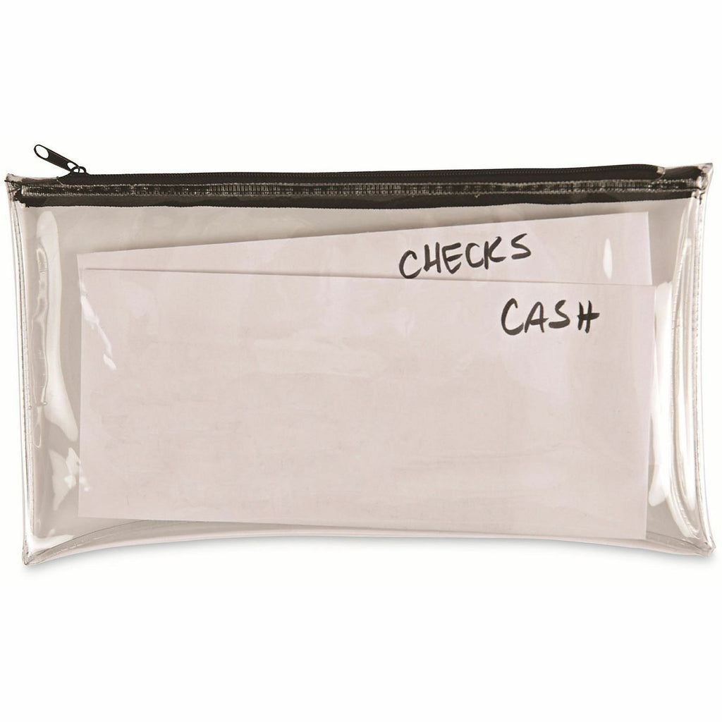 Zippered Wallets/Cases, Leatherette PU, 11 x 6, Clear/Black, 2/Pack