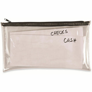 Zippered Wallets/Cases, Leatherette PU, 11 x 6, Clear/Black, 2/Pack