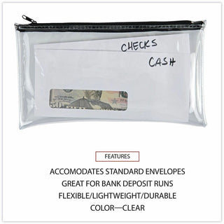 Zippered Wallets/Cases, Leatherette PU, 11 x 6, Clear/Black, 2/Pack