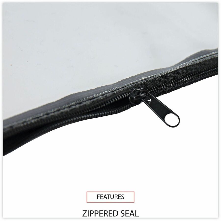 Zippered Wallets/Cases, Leatherette PU, 11 x 6, Clear/Black, 2/Pack