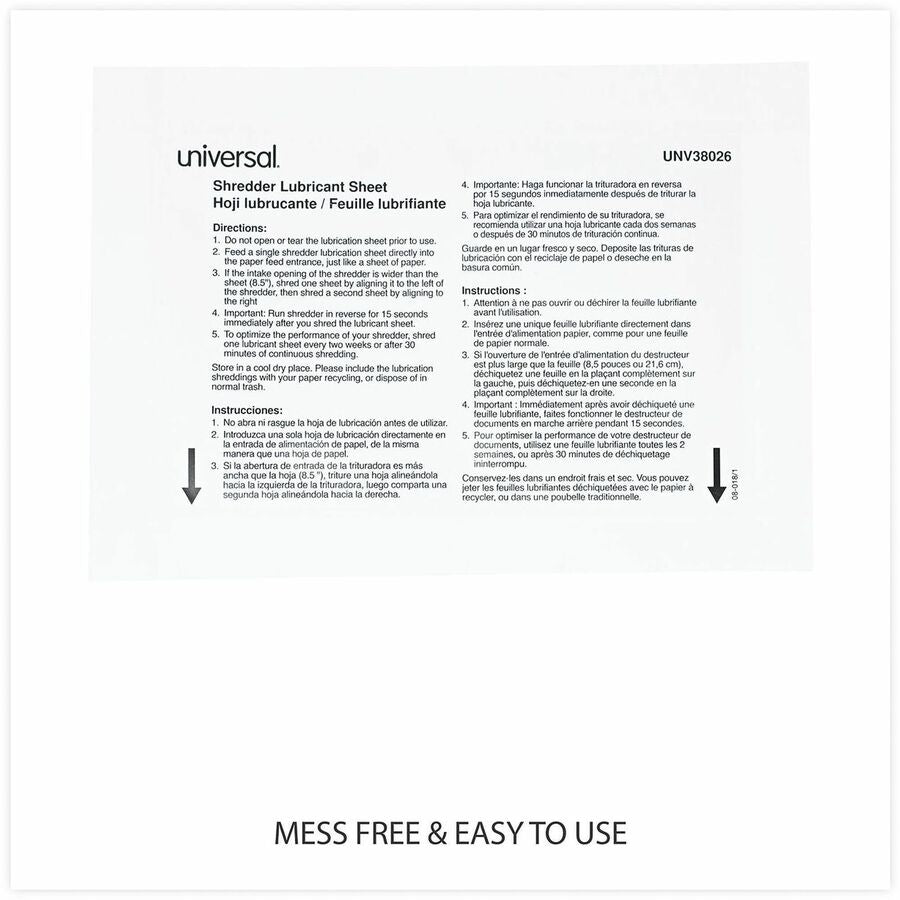 Shredder Lubricant Sheets, 8.4 x 5.9, 24 Sheets/Pack
