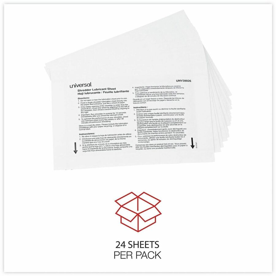 Shredder Lubricant Sheets, 8.4 x 5.9, 24 Sheets/Pack