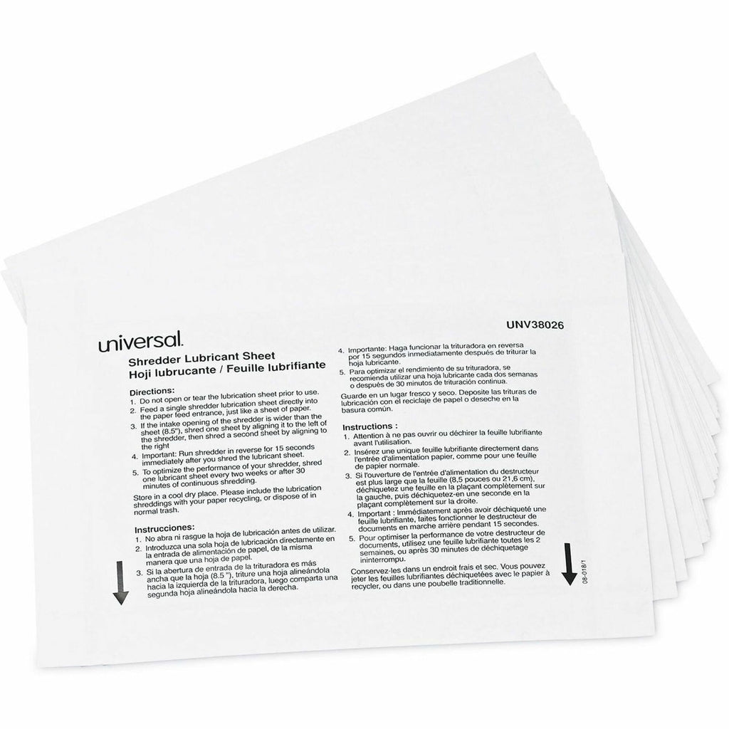 Shredder Lubricant Sheets, 8.4 x 5.9, 24 Sheets/Pack
