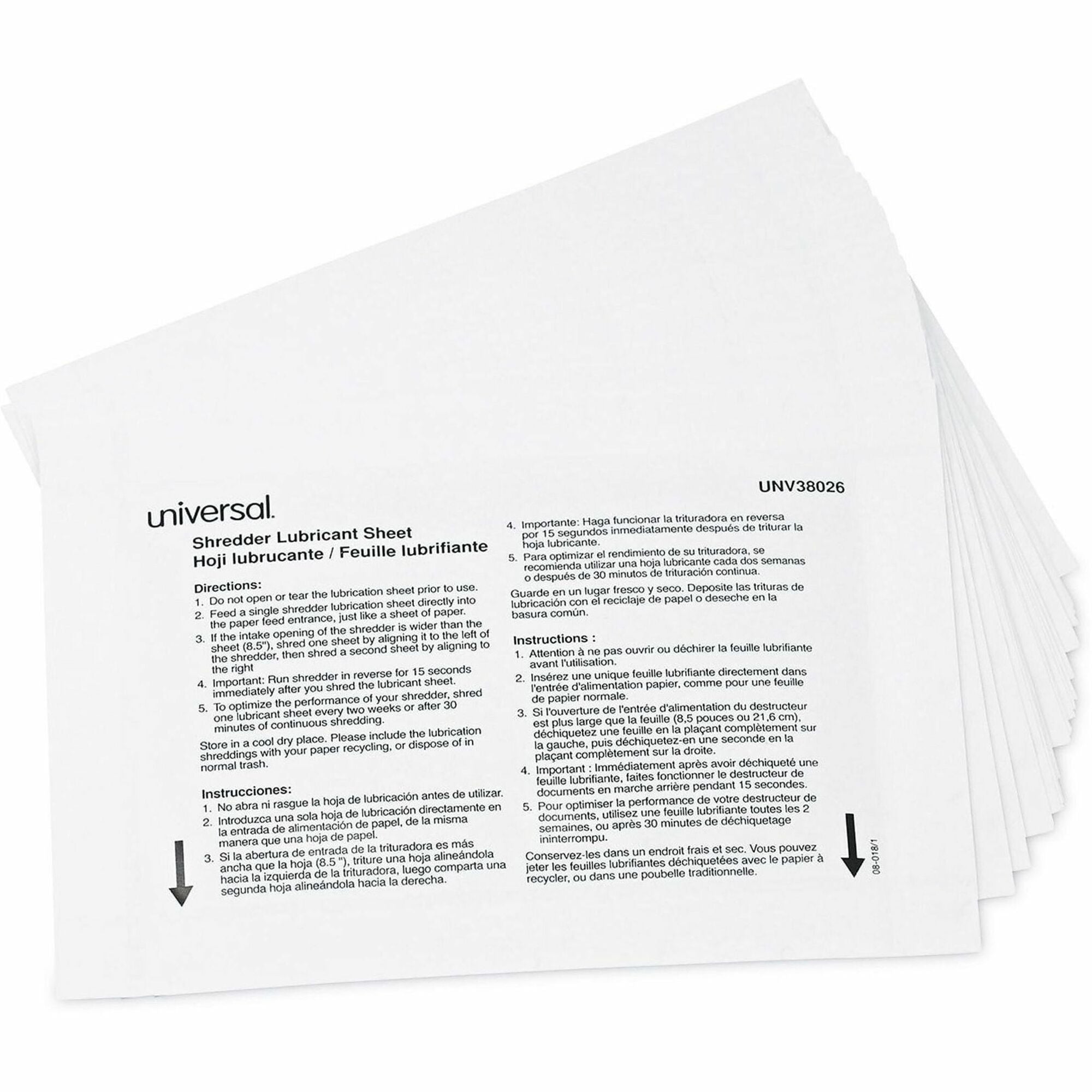 Shredder Lubricant Sheets, 8.4 x 5.9, 24 Sheets/Pack