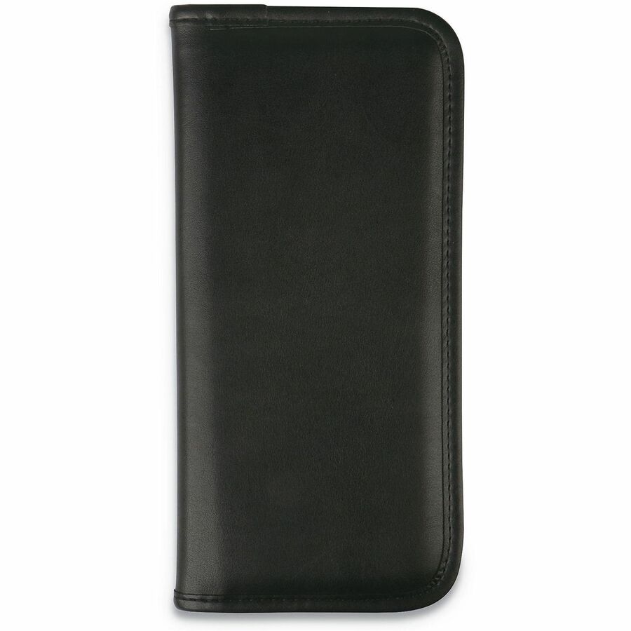 Business Card Holder, Holds 160 3.5 x 2 Cards, 4.75 x 10.13, Vinyl, Black