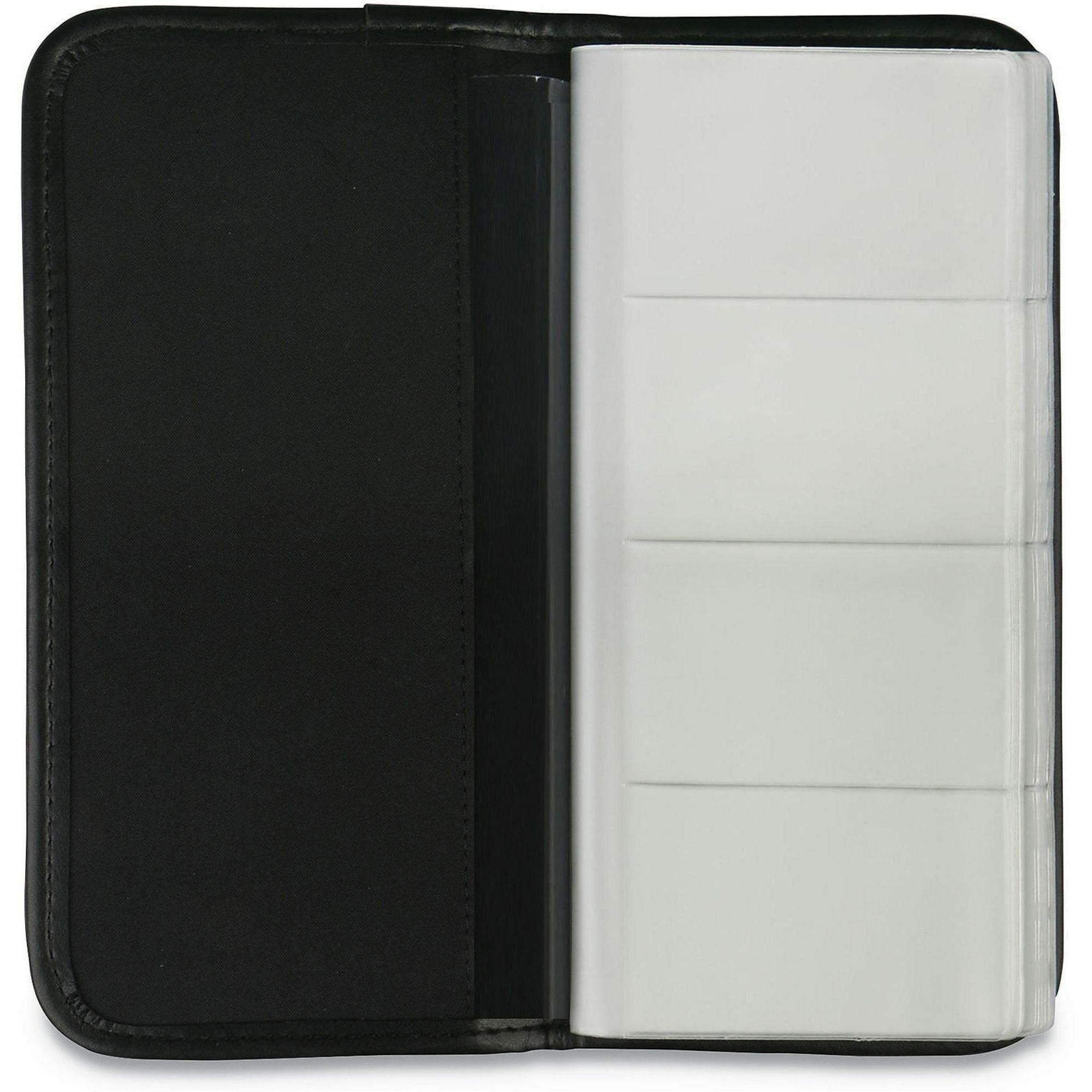 Business Card Holder, Holds 160 3.5 x 2 Cards, 4.75 x 10.13, Vinyl, Black