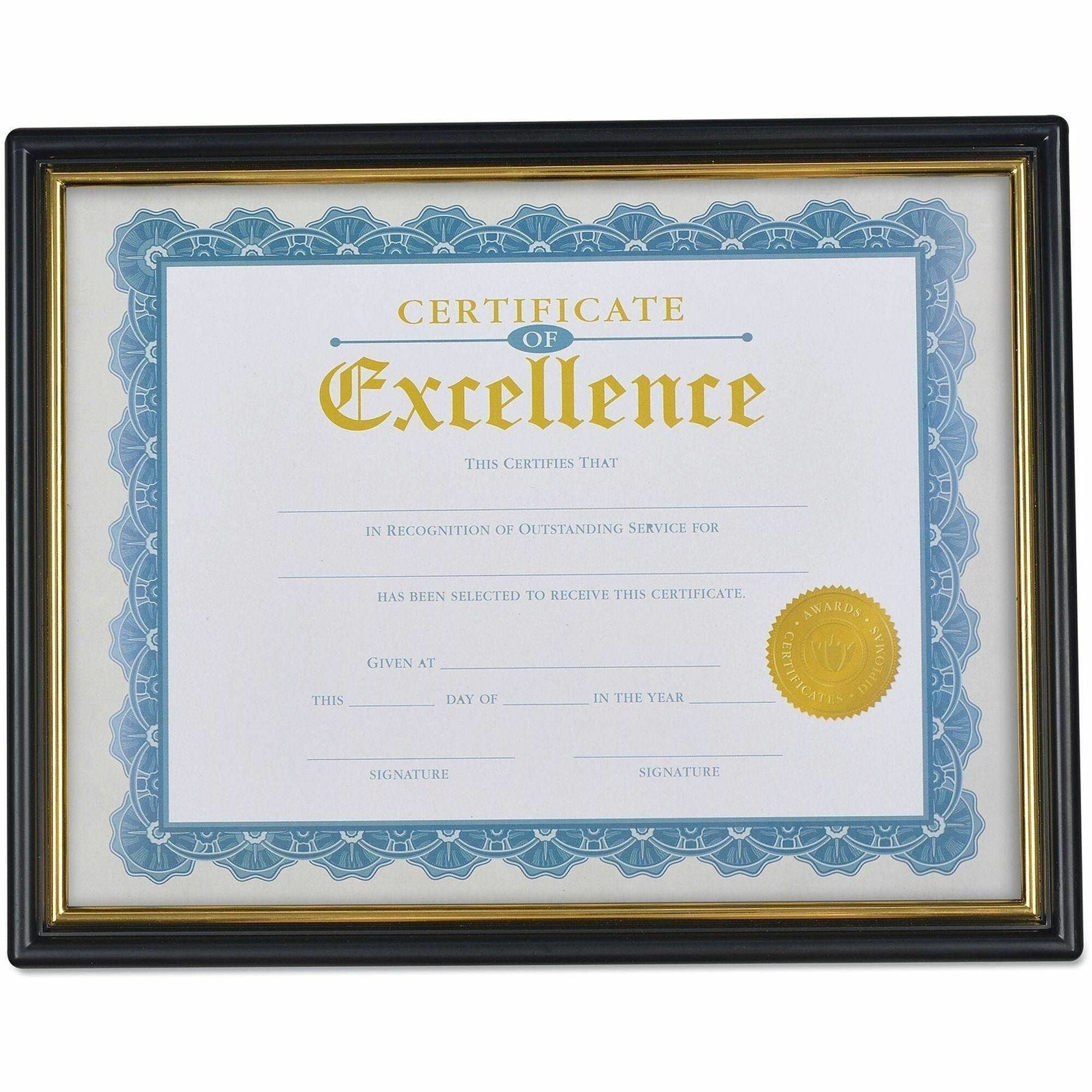Document Frames, Plastic, 8.5 x 10 Insert, Black/Gold, 3/Pack
