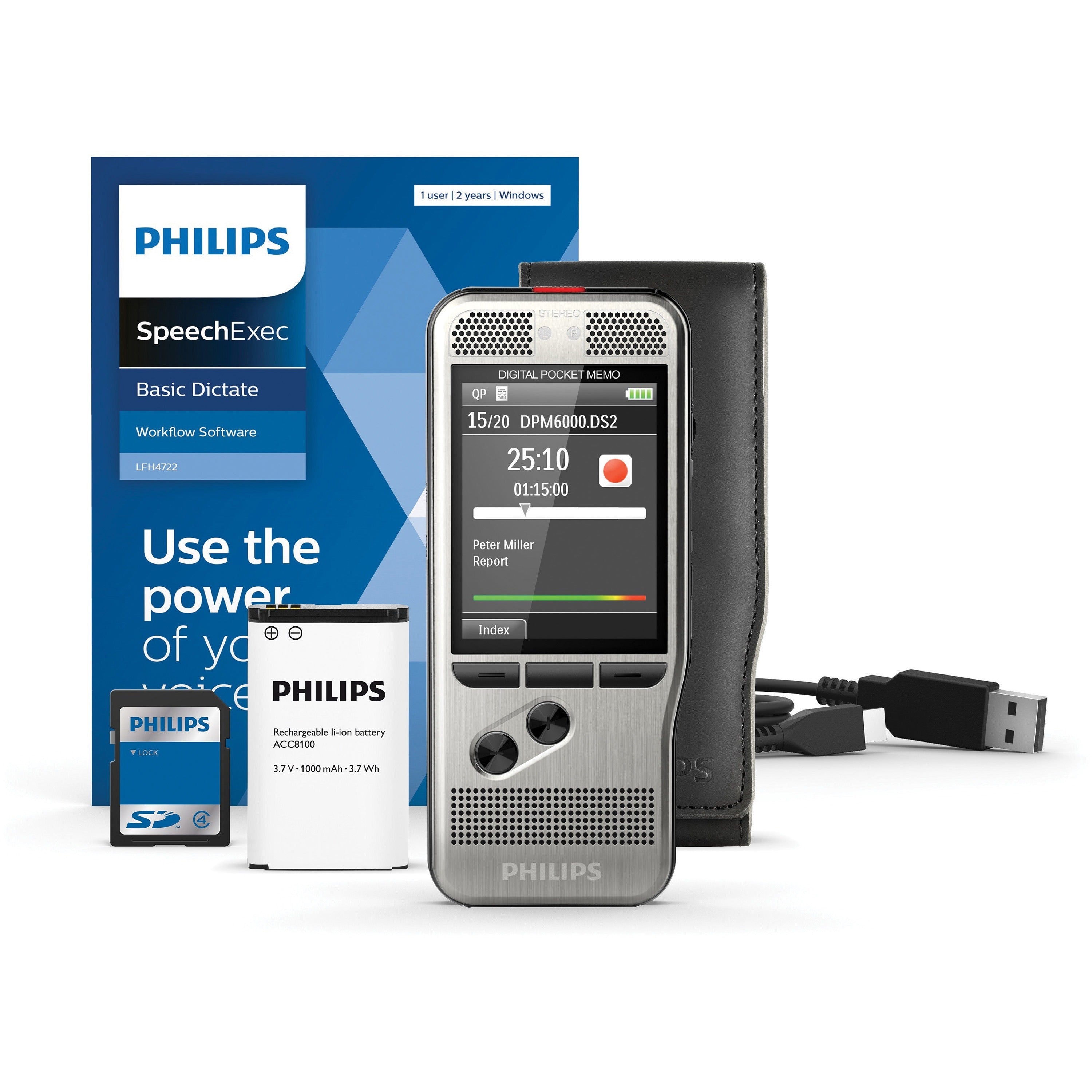 philips-pocket-memo-voice-recorder-dpm6000-microsd-microsdhc-supported-24-lcd-dss-mp3-wav-headphone-portable_pspdpm600002 - 1