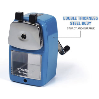 CARL Angel-5 Pencil Sharpener - Desktop - 5" Height x 2.8" Width - Steel, Aluminum - Blue - 1 Each