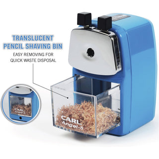 CARL Angel-5 Pencil Sharpener - Desktop - 5" Height x 2.8" Width - Steel, Aluminum - Blue - 1 Each