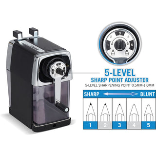 CARL Custom Pencil Sharpener - Desktop - 6" Height x 3" Width - Steel, Aluminum - Black - 1 Each