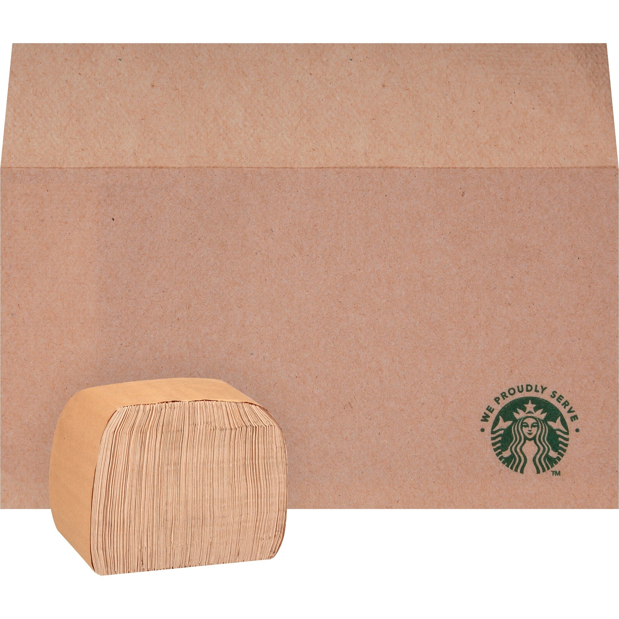 We Proudly Serve Branded Napkins - Tan - Fiber - Absorbent, Eco-friendly - For Beverage - 300 Per Pack - 20 / Carton