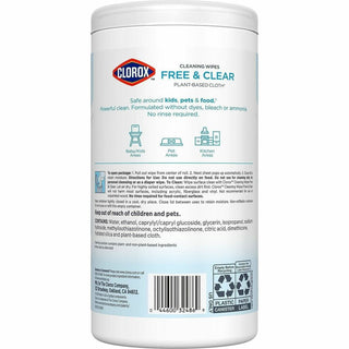 Clorox Free & Clear Compostable All Purpose Cleaning Wipes - 4.25" Length x 4.25" Width - 75.0 / Tub - 1 Each - Bleach-safe, Dye-free, Scent-free, Durable - White