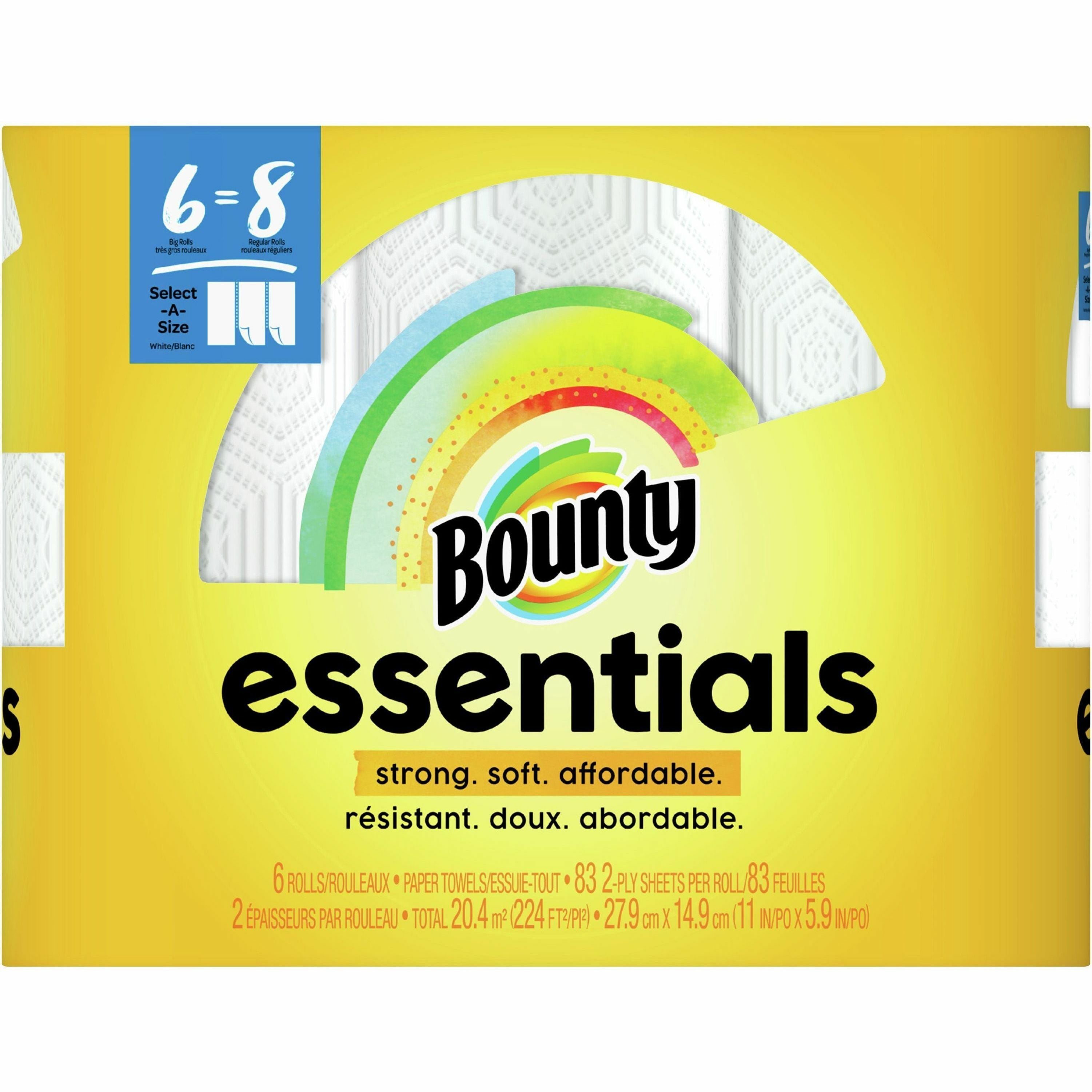 bounty-essentials-select-a-size-paper-towels-6-big-rolls-=-8-regular-2-ply-83-sheets-roll-paper-strong-6-per-pack-1-pack_pgc74651 - 2