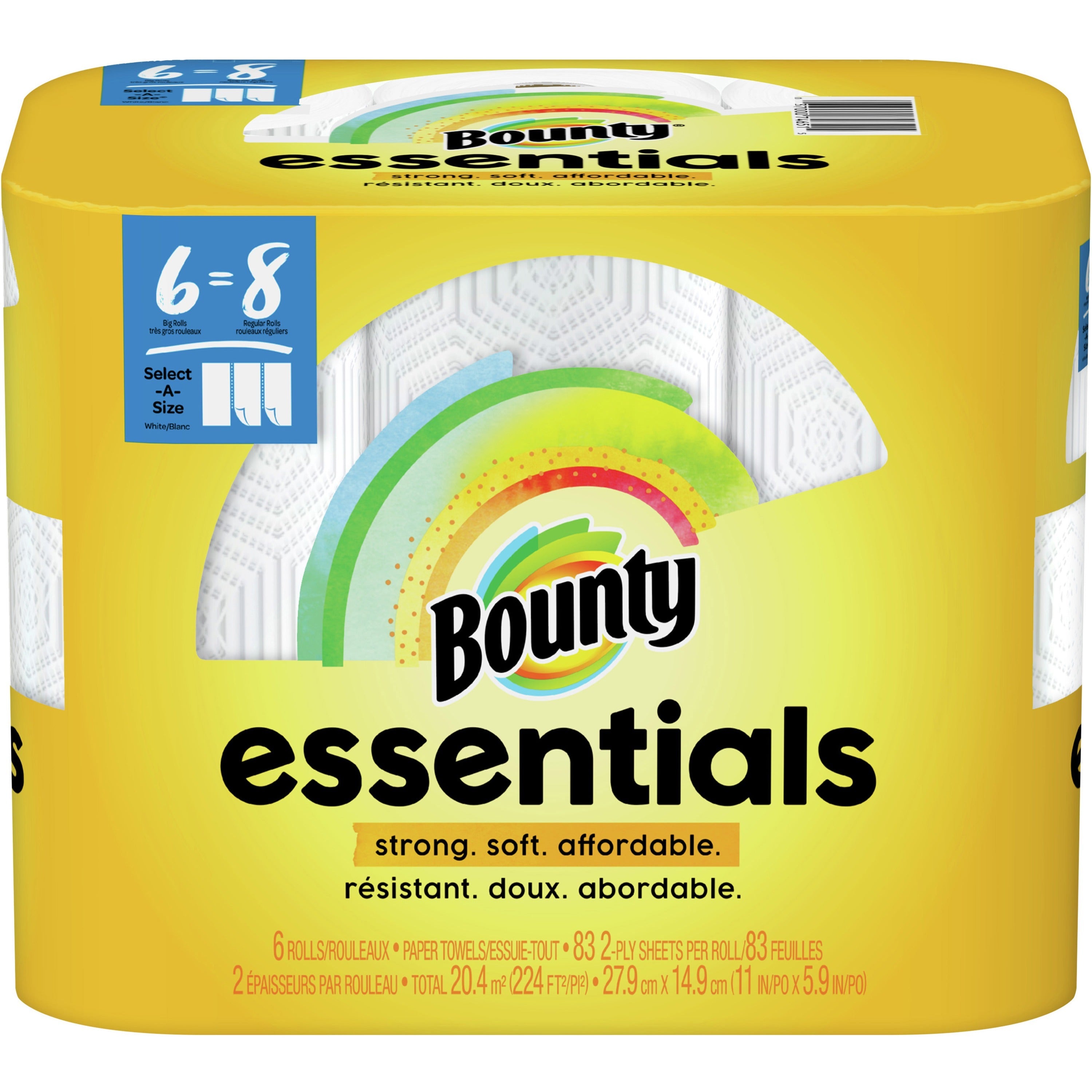 bounty-essentials-select-a-size-paper-towels-6-big-rolls-=-8-regular-2-ply-83-sheets-roll-paper-strong-6-per-pack-1-pack_pgc74651 - 1