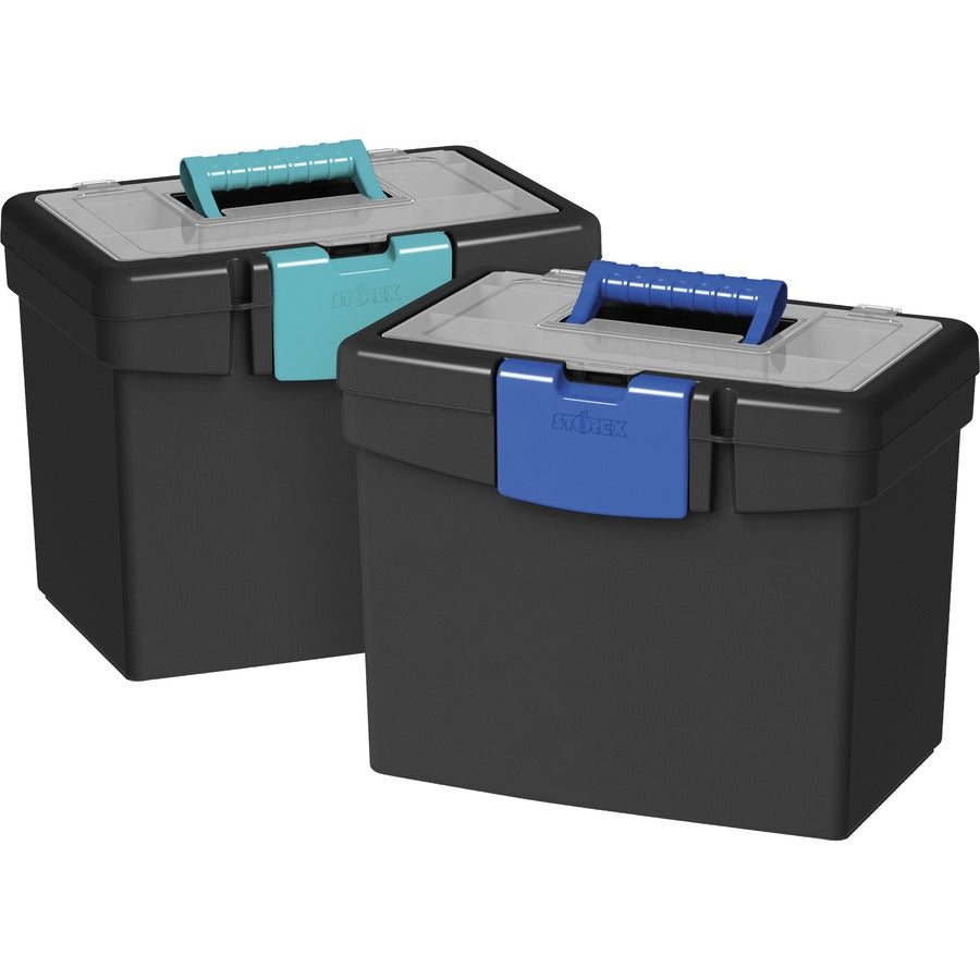 storex-file-storage-box-with-xl-storage-lid-external-dimensions-109-length-x-133-width-x-11-height-30-lb-media-size-supported-letter-850-x-11-clamping-latch-closure-plastic-black-teal-for-file-folder-1-each_stx61414b02c - 3