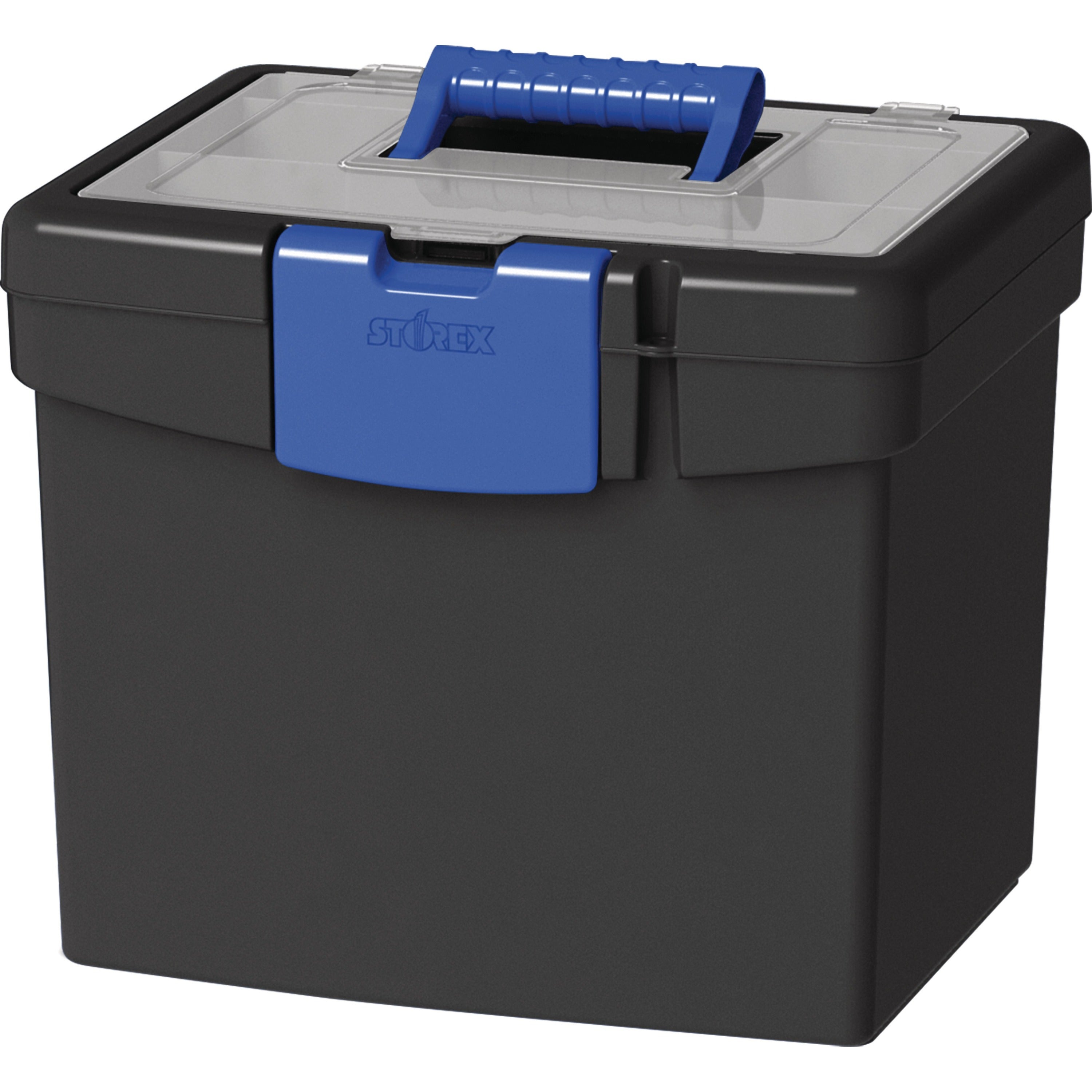 storex-file-storage-box-with-xl-storage-lid-external-dimensions-109-length-x-133-width-x-11-height-30-lb-media-size-supported-letter-850-x-11-clamping-latch-closure-plastic-black-blue-for-file-folder-1-each_stx61415b02c - 1