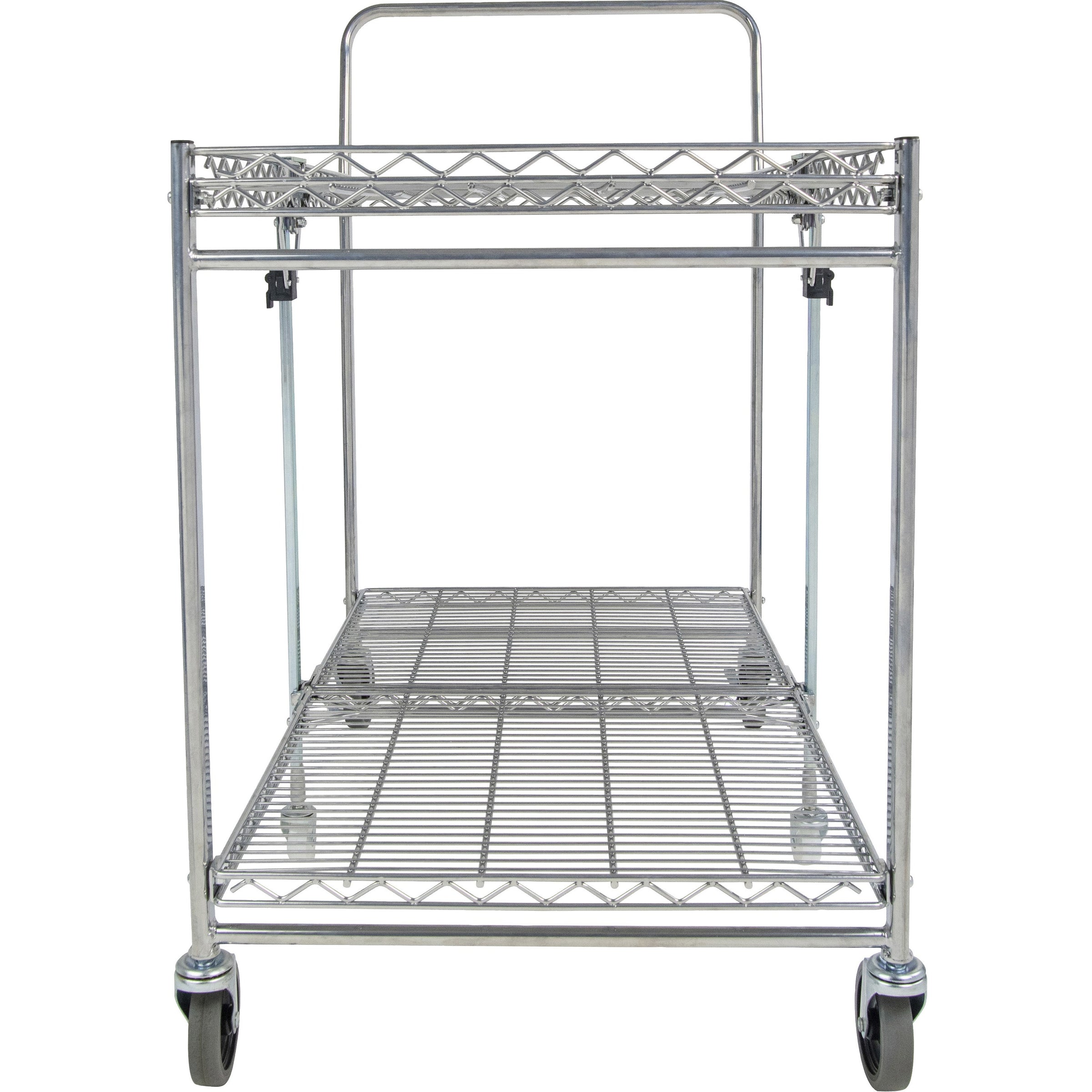 Bostitch Stow-Away Utility Cart - 2 Shelf - 250 lb Capacity - 4 Casters - x 35" Width x 37.3" Depth x 22" Height - Chrome - 1 Each - 2