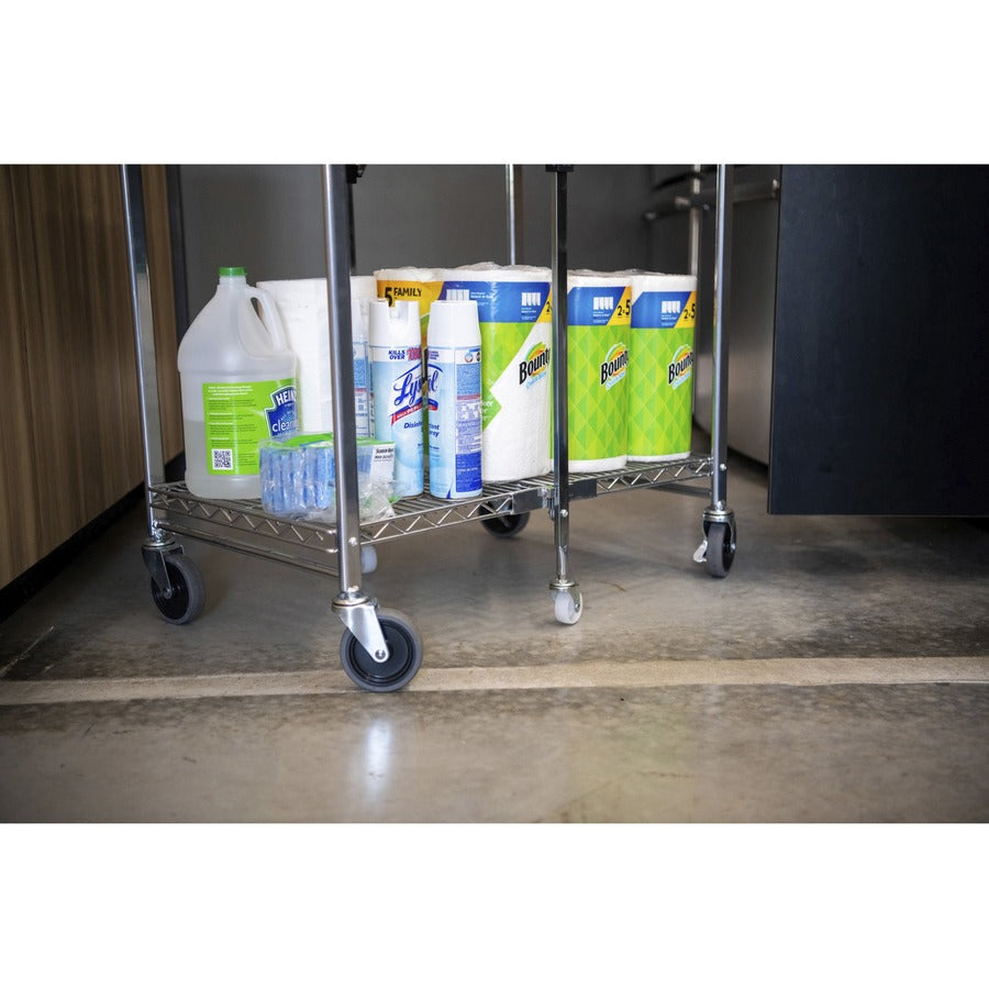 Bostitch Stow-Away Utility Cart - 2 Shelf - 250 lb Capacity - 4 Casters - x 35" Width x 37.3" Depth x 22" Height - Chrome - 1 Each