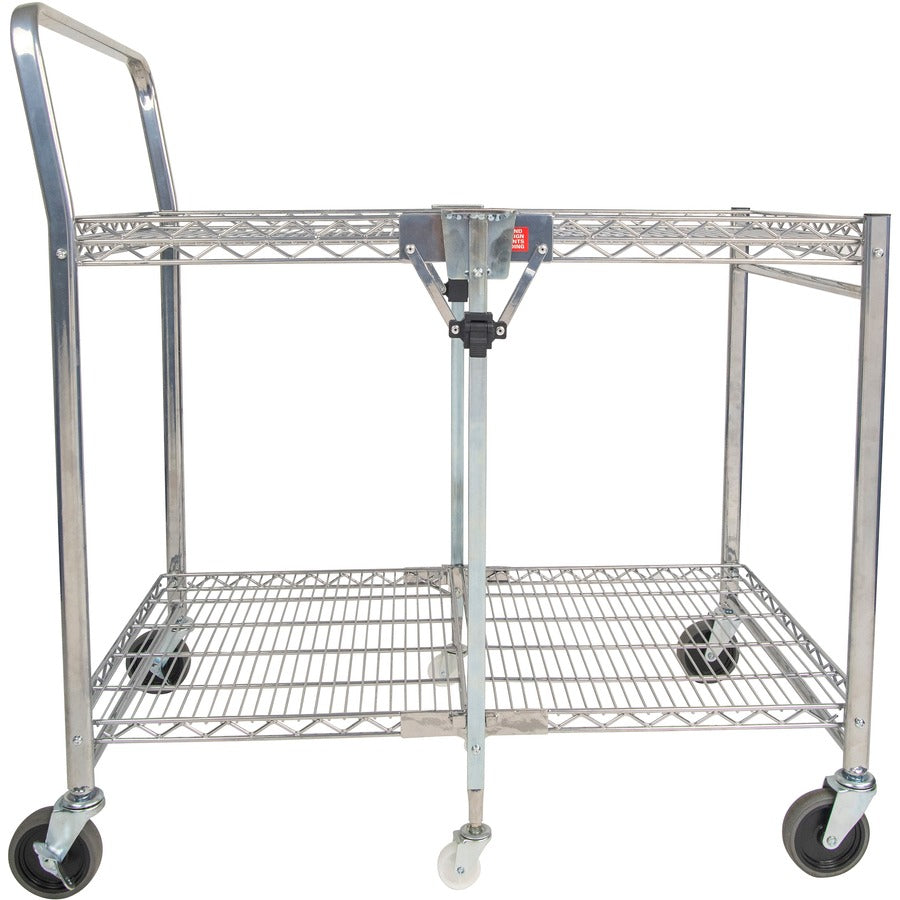 Bostitch Stow-Away Utility Cart - 2 Shelf - 250 lb Capacity - 4 Casters - x 35" Width x 37.3" Depth x 22" Height - Chrome - 1 Each