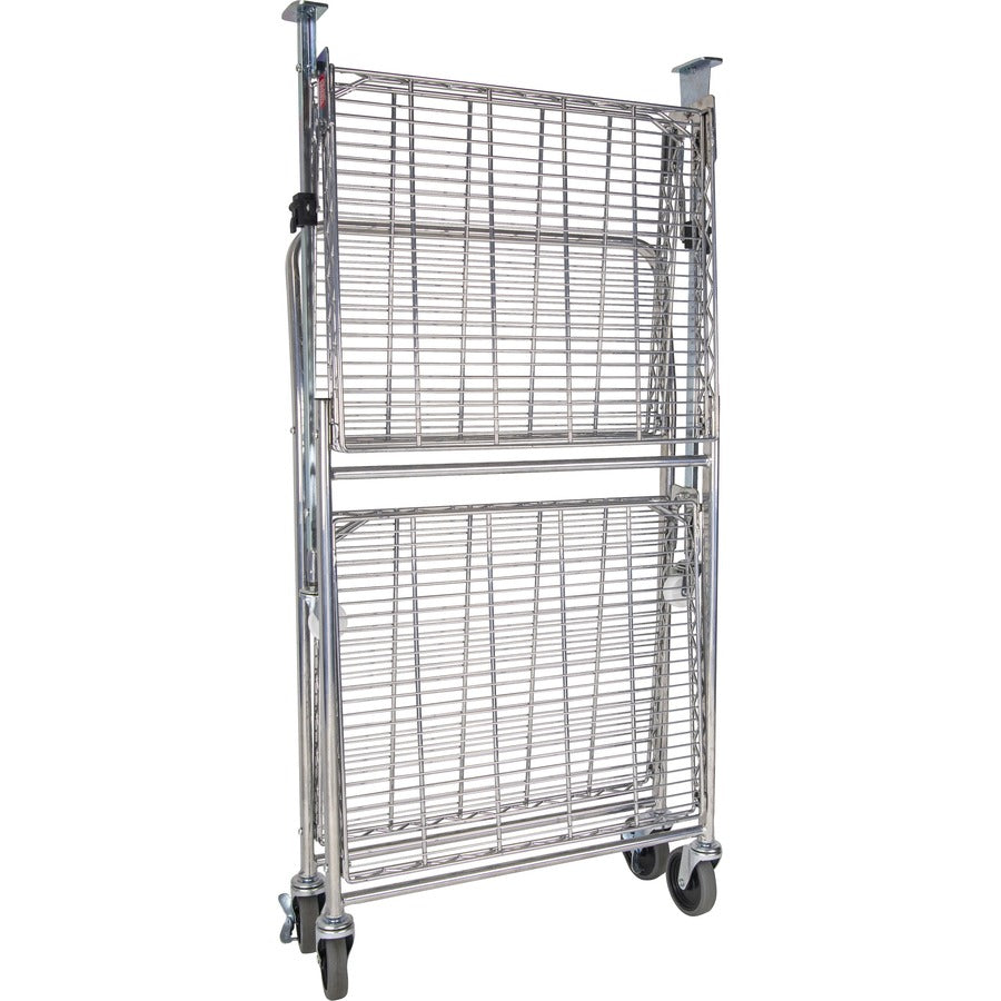 Bostitch Stow-Away Utility Cart - 2 Shelf - 250 lb Capacity - 4 Casters - x 35" Width x 37.3" Depth x 22" Height - Chrome - 1 Each