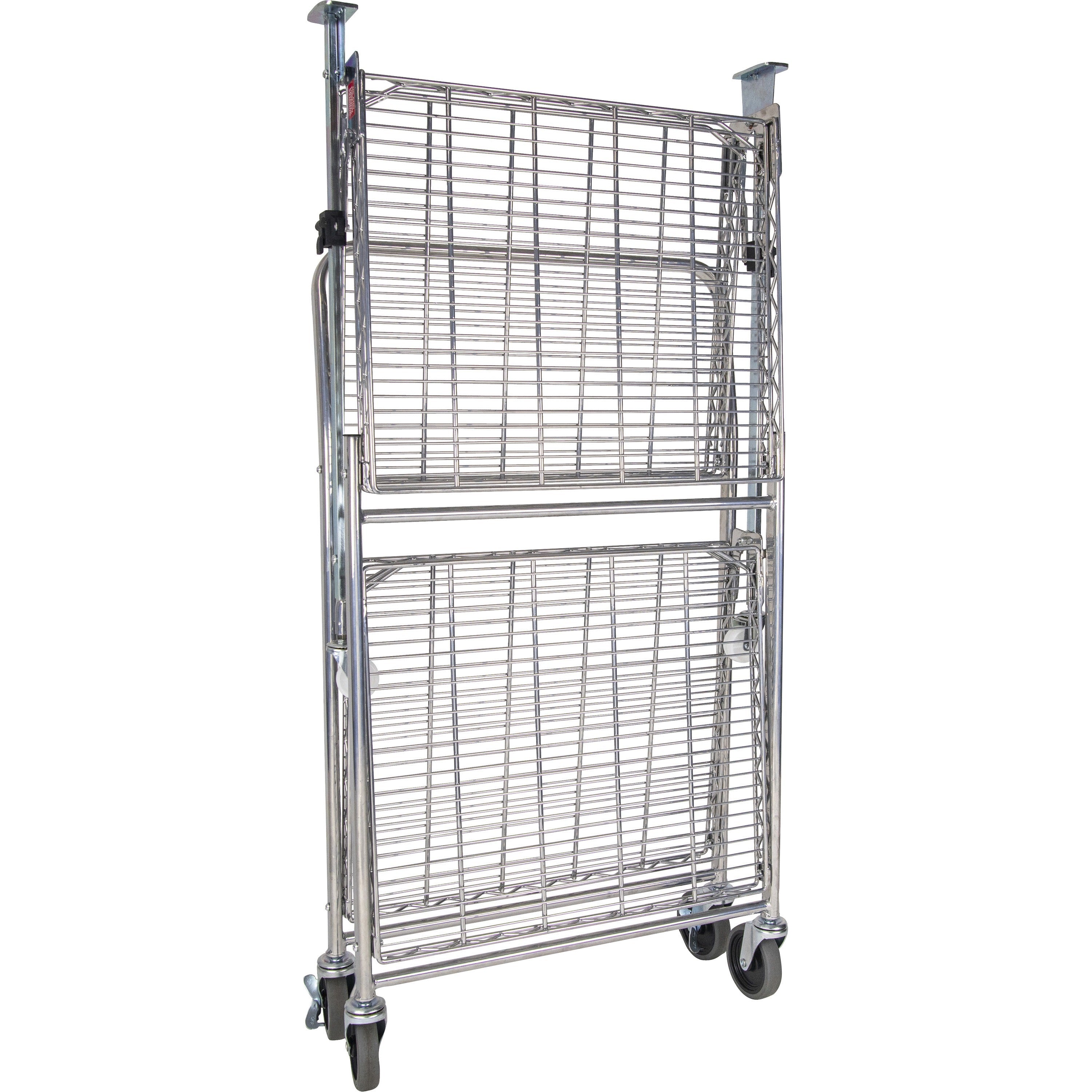 Bostitch Stow-Away Utility Cart - 2 Shelf - 250 lb Capacity - 4 Casters - x 35" Width x 37.3" Depth x 22" Height - Chrome - 1 Each - 5