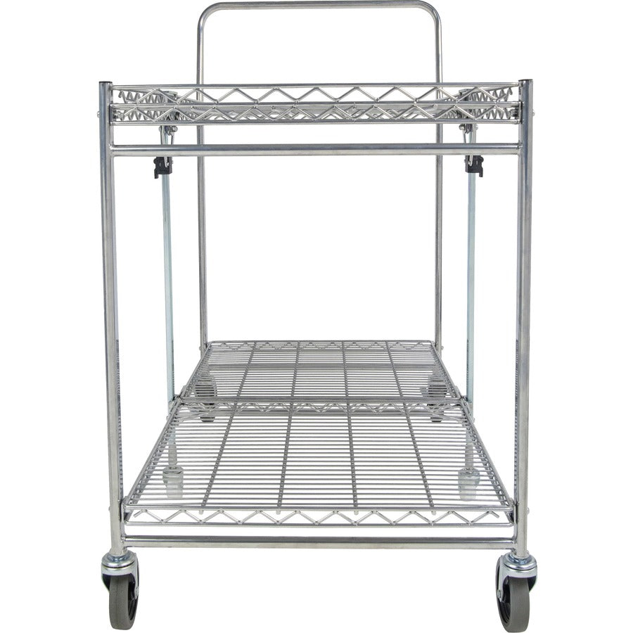 Bostitch Stow-Away Utility Cart - 2 Shelf - 250 lb Capacity - 4 Casters - x 35" Width x 37.3" Depth x 22" Height - Chrome - 1 Each