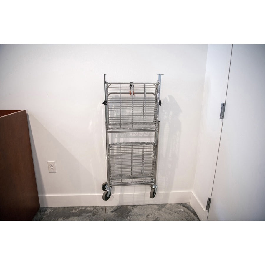 Bostitch Stow-Away Utility Cart - 2 Shelf - 250 lb Capacity - 4 Casters - x 35" Width x 37.3" Depth x 22" Height - Chrome - 1 Each