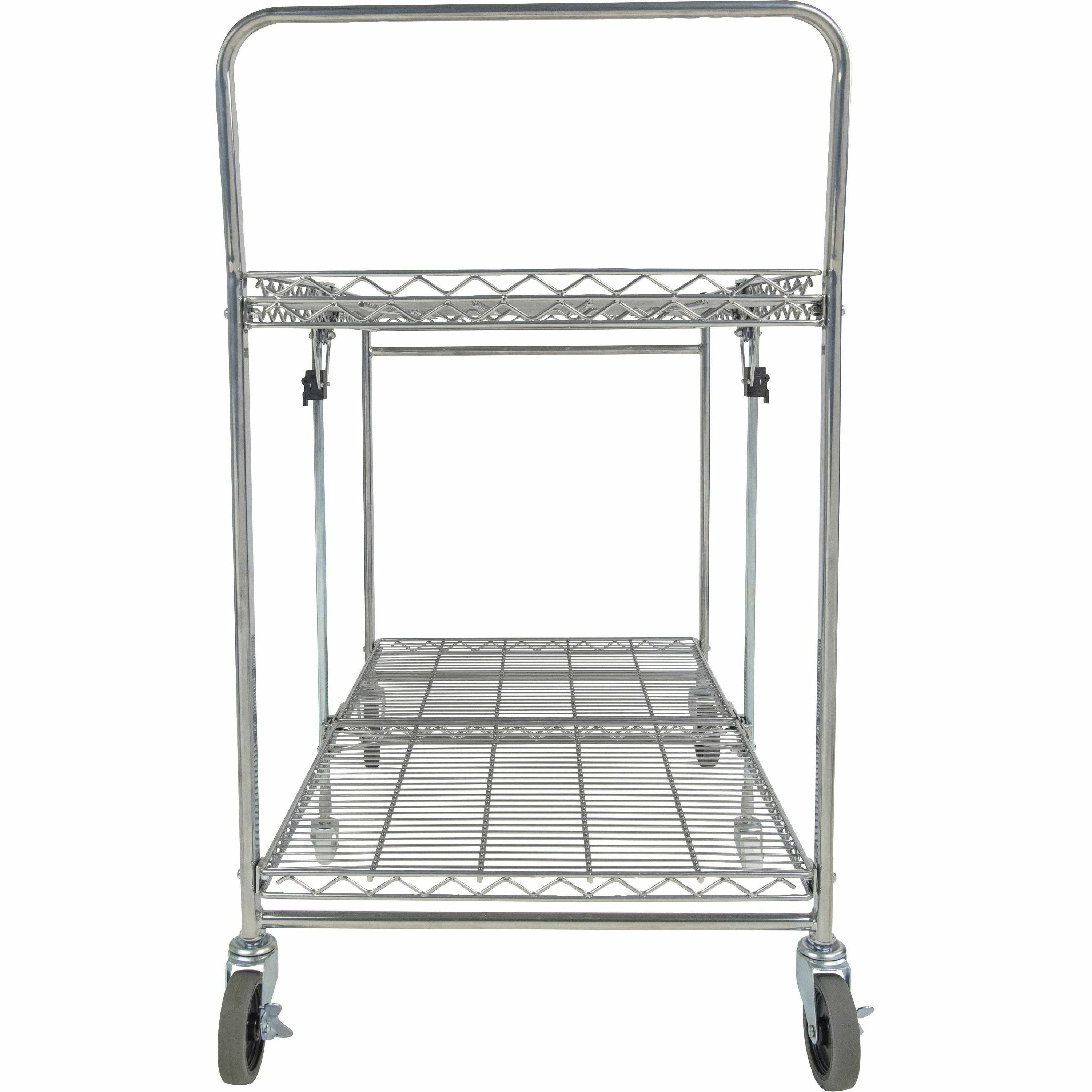 Bostitch Stow-Away Utility Cart - 2 Shelf - 250 lb Capacity - 4 Casters - x 35" Width x 37.3" Depth x 22" Height - Chrome - 1 Each - 4