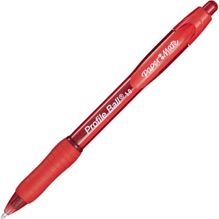 Profile Ballpoint Pen, Retractable, Medium 1 mm, Red Ink, Translucent Red Barrel, Dozen