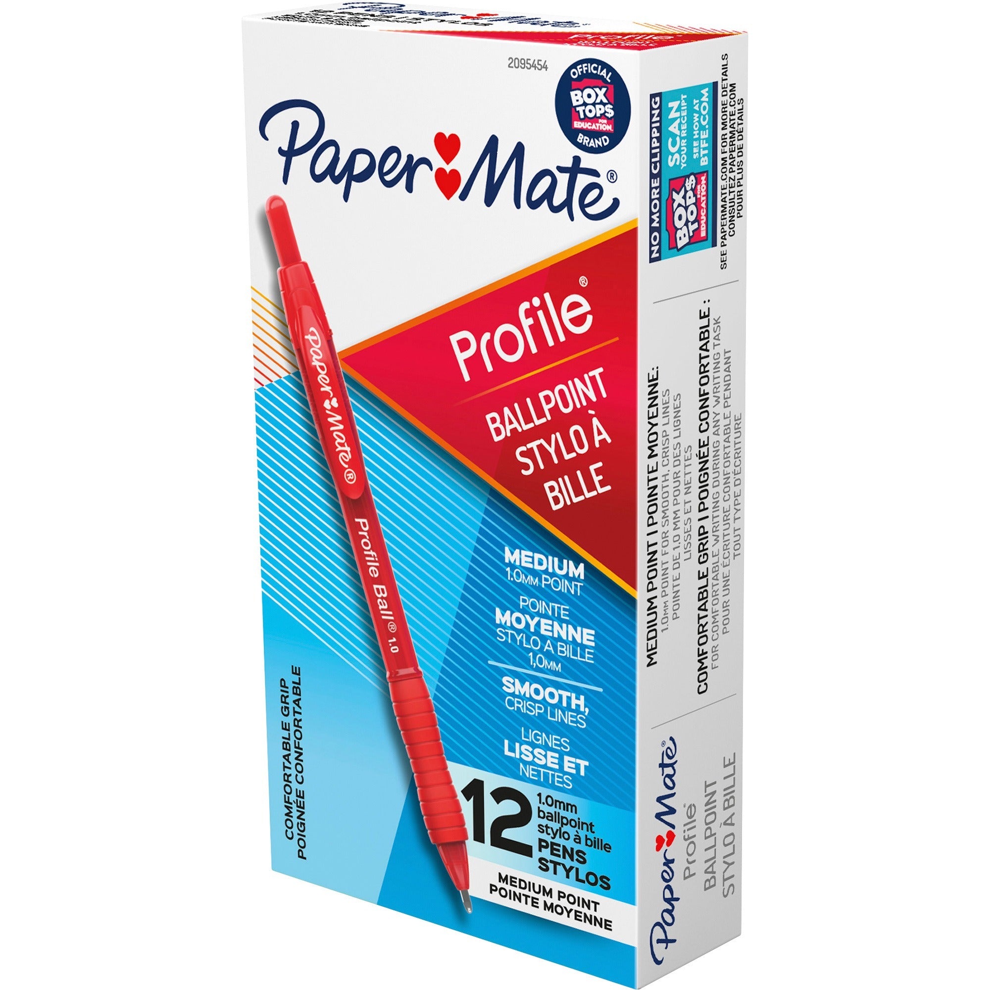 Profile Ballpoint Pen, Retractable, Medium 1 mm, Red Ink, Translucent Red Barrel, Dozen