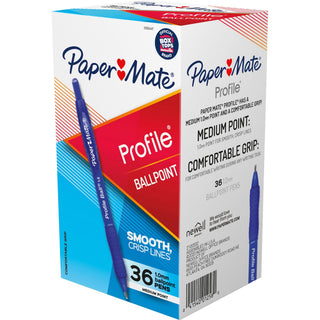 Profile Ballpoint Pen, Retractable, Medium 1 mm, Blue Ink, Translucent Blue Barrel, 36/Pack