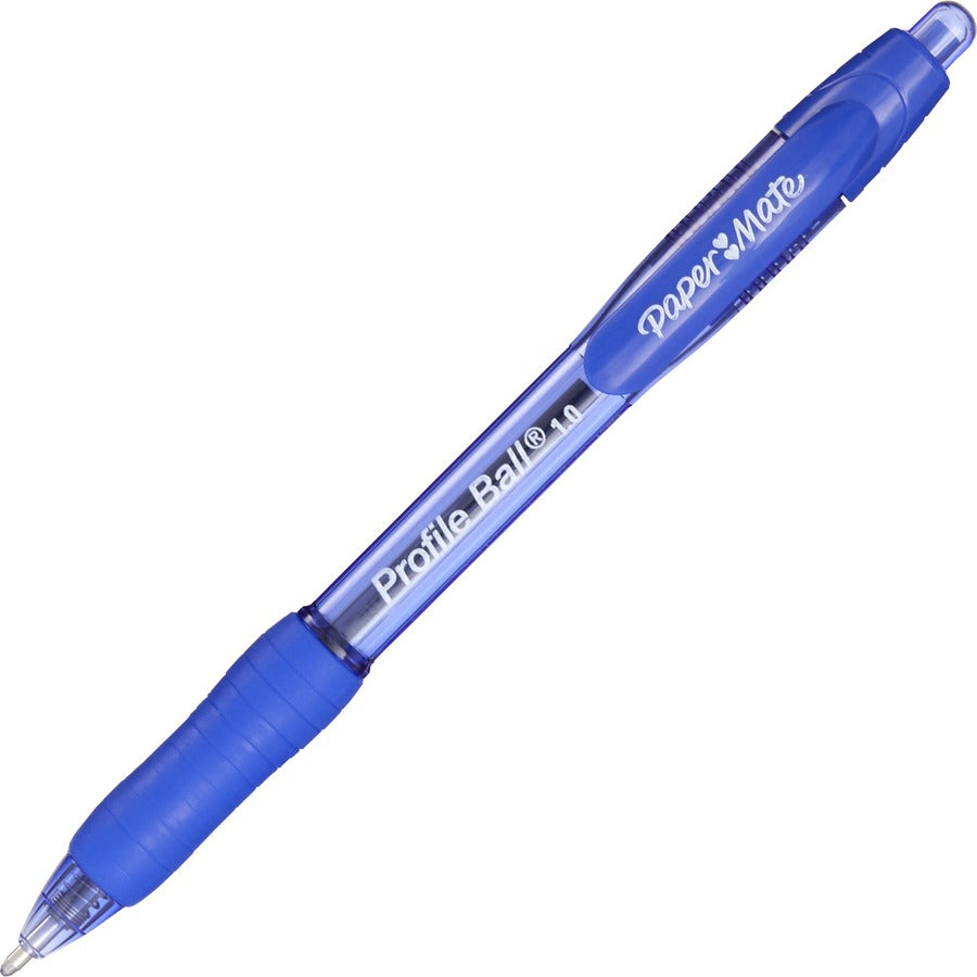 Profile Ballpoint Pen, Retractable, Medium 1 mm, Blue Ink, Translucent Blue Barrel, 36/Pack