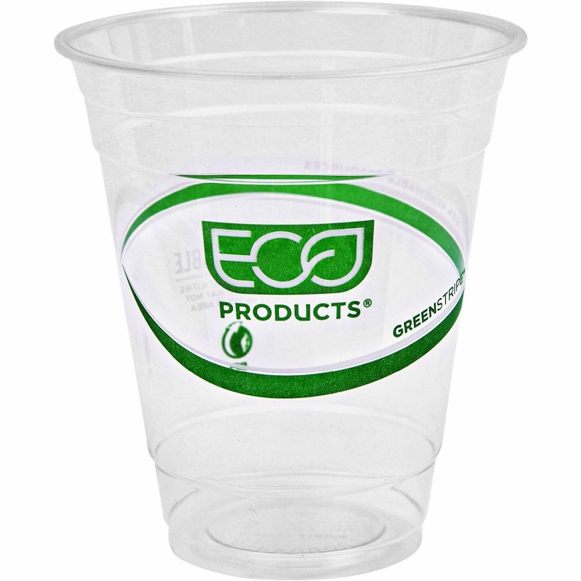 Eco-Products 12 oz GreenStripe Cold Cups - 50 / Pack - 20 / Carton - Clear, Green - Polylactic Acid (PLA) - Cold Drink - 2