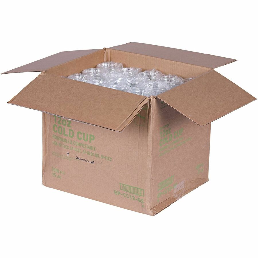 Eco-Products 12 oz GreenStripe Cold Cups - 50 / Pack - 20 / Carton - Clear, Green - Polylactic Acid (PLA) - Cold Drink