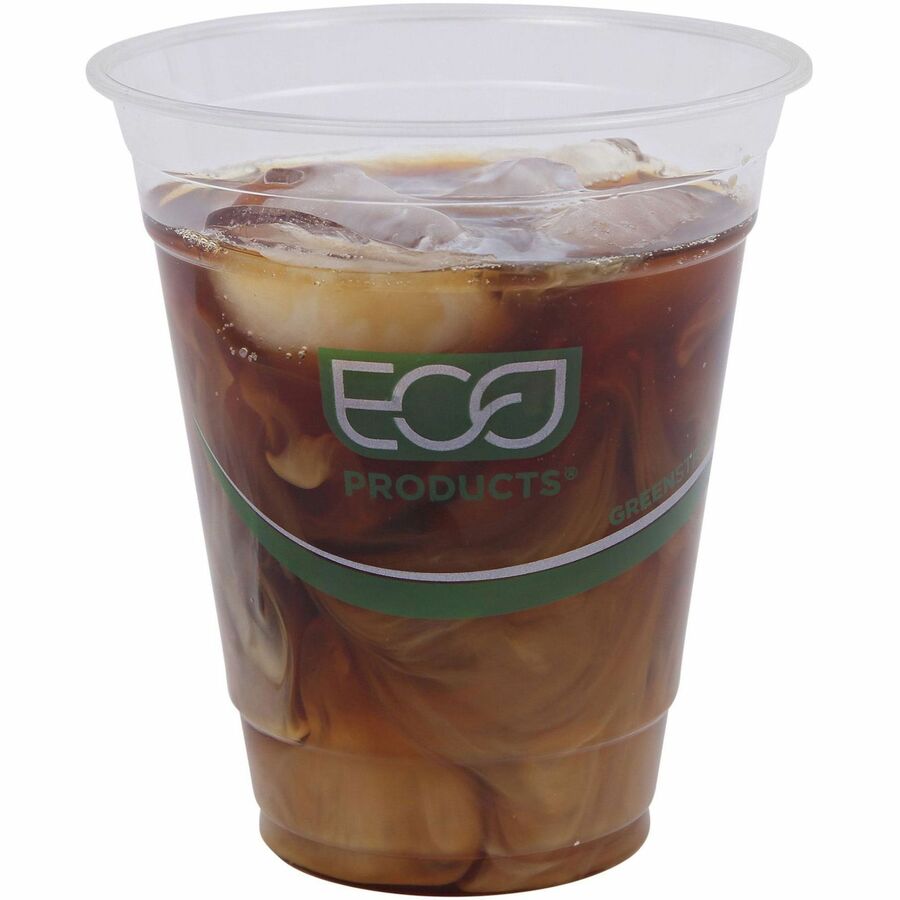 Eco-Products 12 oz GreenStripe Cold Cups - 50 / Pack - 20 / Carton - Clear, Green - Polylactic Acid (PLA) - Cold Drink - 4