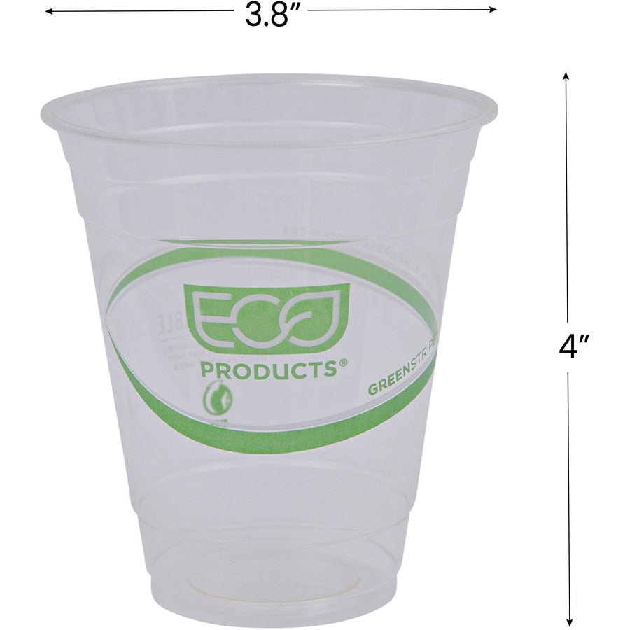 Eco-Products 12 oz GreenStripe Cold Cups - 50 / Pack - 20 / Carton - Clear, Green - Polylactic Acid (PLA) - Cold Drink - 5