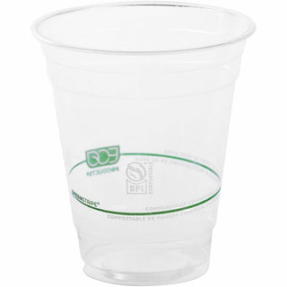 Eco-Products 12 oz GreenStripe Cold Cups - 50 / Pack - 20 / Carton - Clear, Green - Polylactic Acid (PLA) - Cold Drink