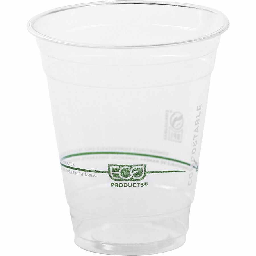 Eco-Products 12 oz GreenStripe Cold Cups - 50 / Pack - 20 / Carton - Clear, Green - Polylactic Acid (PLA) - Cold Drink