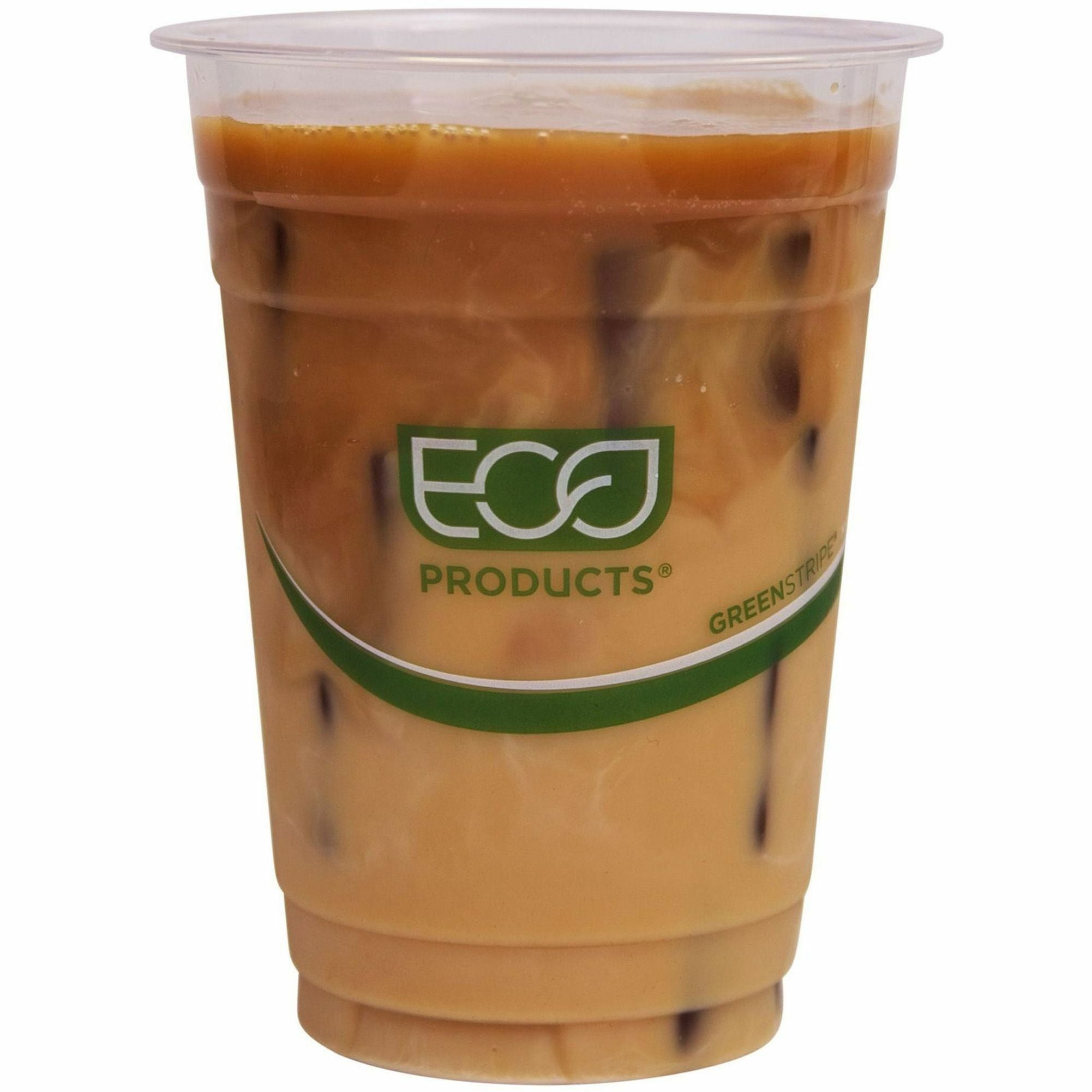 Eco-Products 16 oz GreenStripe Cold Cups - 50 / Pack - 20 / Carton - Clear, Green - Polylactic Acid (PLA) - Cold Drink - 2