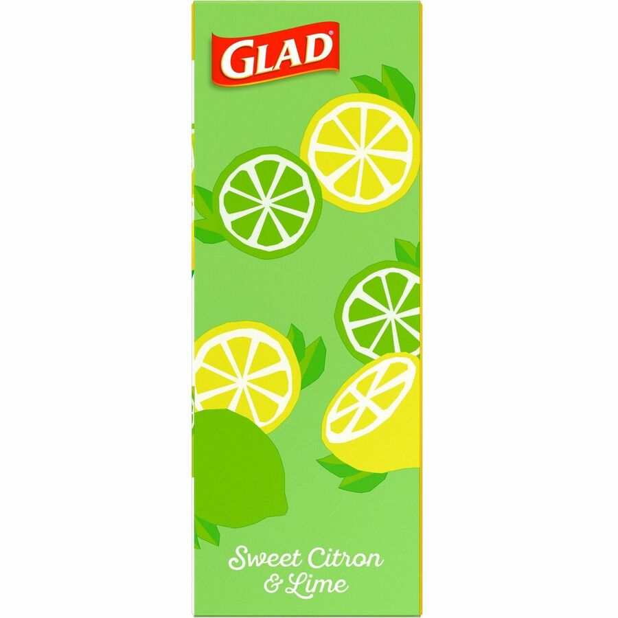 Glad Small Kitchen Drawstring Trash Bags - Febreze Sweet Citron & Lime - 4 gal Capacity - Drawstring Closure - Green - 34/Box - Home Office, Bathroom, Kitchen, Laundry