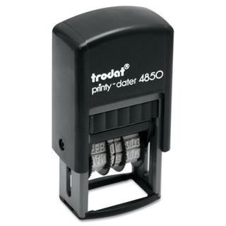 Printy Economy Micro 5-in-1 Date Stamp, Self-Inking, 1" x 0.75", Blue/Red