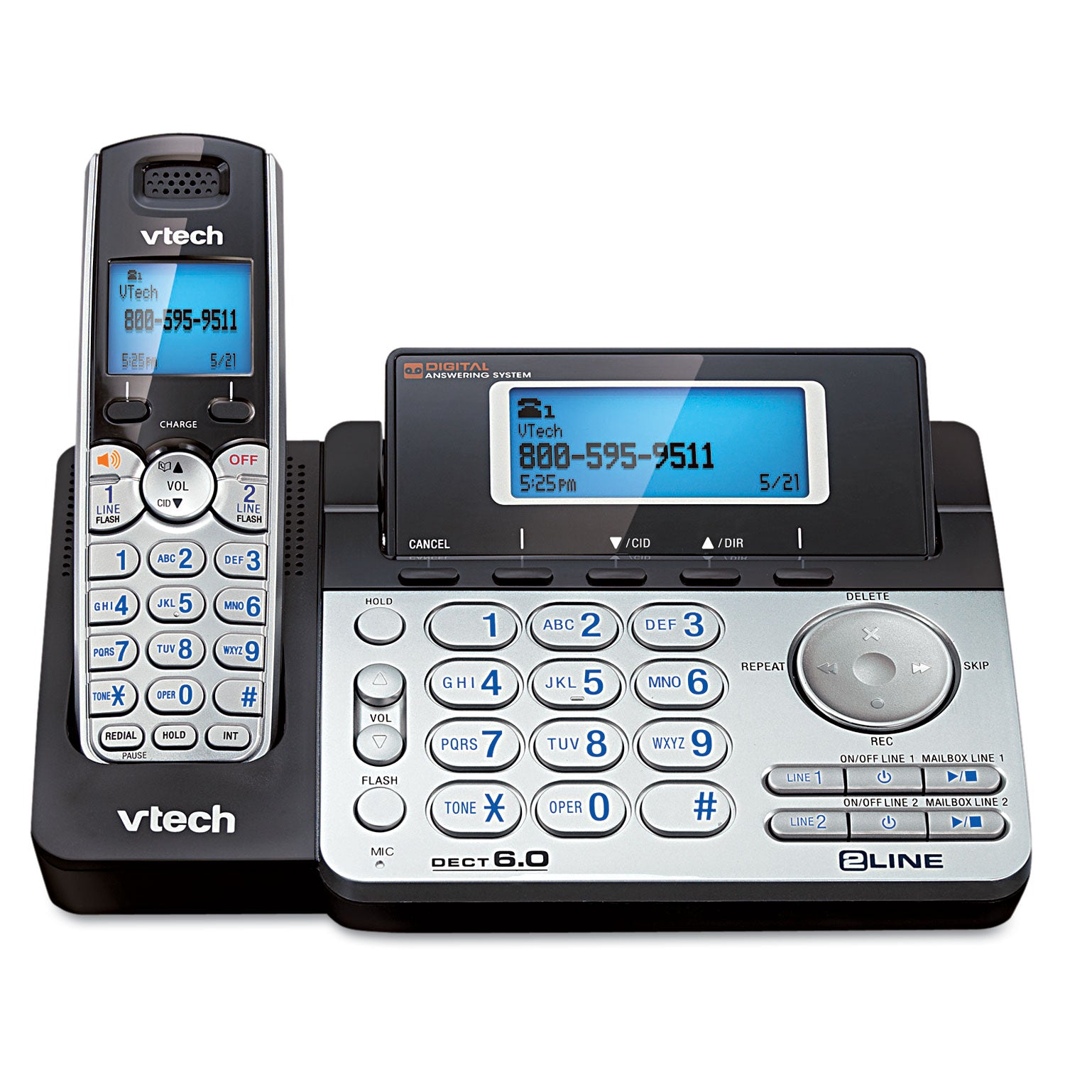 Two-Line Expandable Cordless Phone with Answering System - 