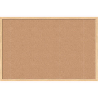 Cork Bulletin Board, 35 x 23, Tan Surface, Birch Wood Frame